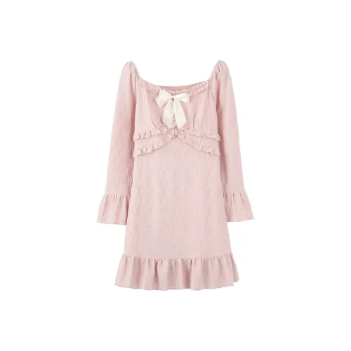 ZCDECO Длинное платье с длинным рукавом женское розовое