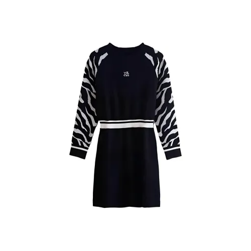 VILAN Длинное платье с длинными рукавами женское ночной черный