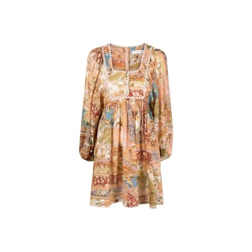 Zimmermann Многоцветные Женские Длинные Платья с Рукавами