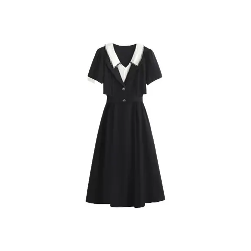 SCCREBEL OFFICIAL Короткий рукав Платье Женское Черное