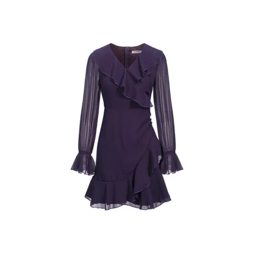 PLAY BUSH Длинное платье с длинными рукавами женское фиолетовое