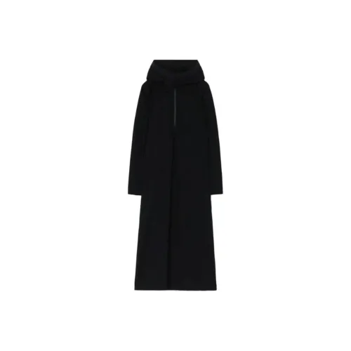 Yohji Yamamoto Черные Женские Длинные Платья с Длинными Рукавами