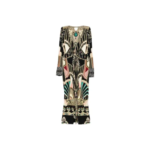 CAMILLA FW24 Длинное платье с длинными рукавами женское черное