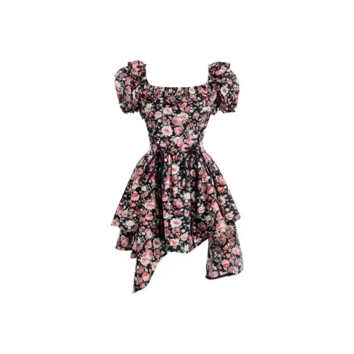 PUREIDOL Короткий рукав Платье Женское Черное Многоцветное