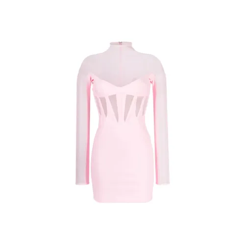 Mugler Розовый Женские Длинные Платья с Рукавами