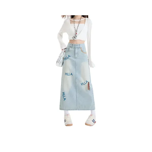 HELEH Denim Long Skirt Women's Light Blue