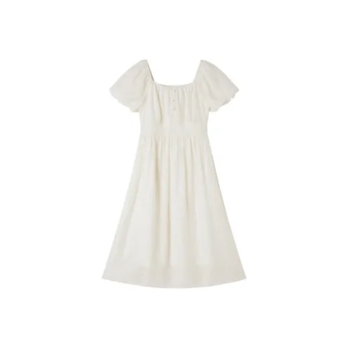 XIANGYING Короткое платье с короткими рукавами женское цвет экрю