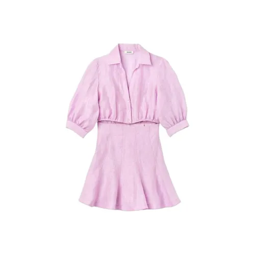 Sandro Широкие рукава с вырезом мини платье короткие рукава женское фиолетовое