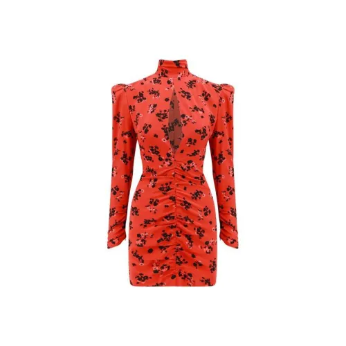 Alessandra Rich SS24 Длинное платье с длинными рукавами женское красное