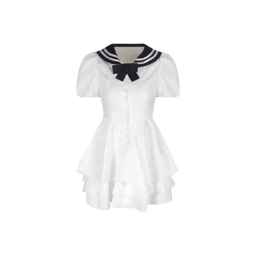 Local Gal Короткий рукав Платье Женское Белое