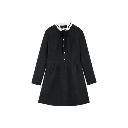 LEDIN Длинное платье с длинным рукавом женское черное