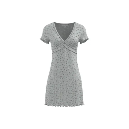 URBAN REVIVO Cloud Serpentine Flower Collection Короткий рукав Платье Женское