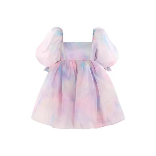 Selkie Коллекция Короткий рукав Платье Женское Tie Dye Радужный с принтом