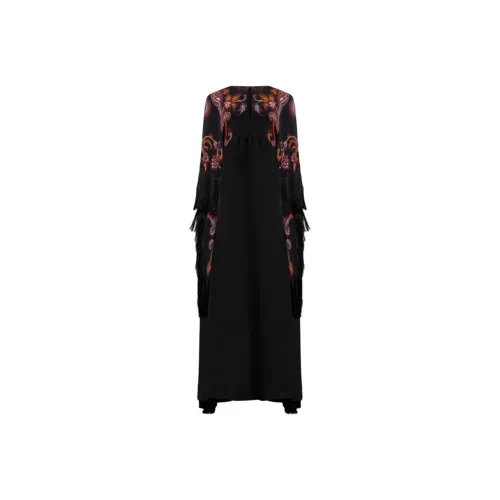 ETRO Черное Женское Длинное Платье с Рукавами