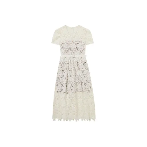 Self Портрет Короткий рукав Платье Женское цвет Слоновая кость