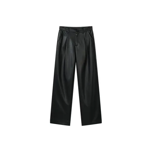 PZGE Кожаные брюки женские черные