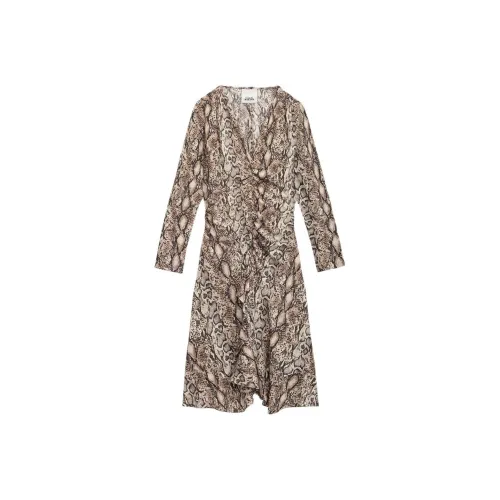 ISABEL MARANT ETOILE Длинное платье с длинными рукавами женское коричневое