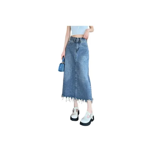 BALENO Denim Long Skirt Women's Vintage Blue BALENO Деним Длинная Юбка Женская Винтажный Синий