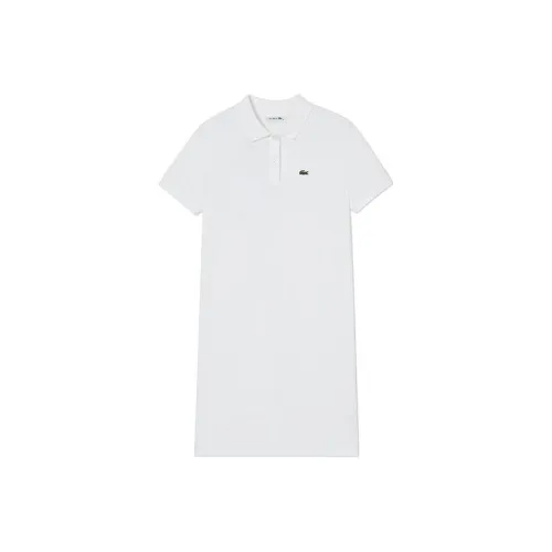 LACOSTE Белое Женское Платье с Коротким Рукавом