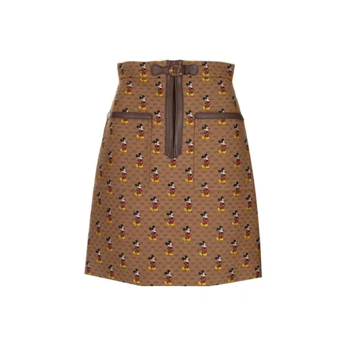 GUCCI X Disney Повседневные короткие юбки Женские Коричневый