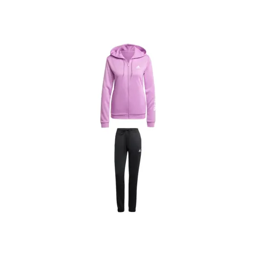 Adidas Sportswear Collection Одежда Набор Фиолетовый Пальто + Черные Брюки Женские Повседневные Костюмы