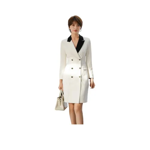 ONE SHALLOW Длинный рукав Платье Женское Белое