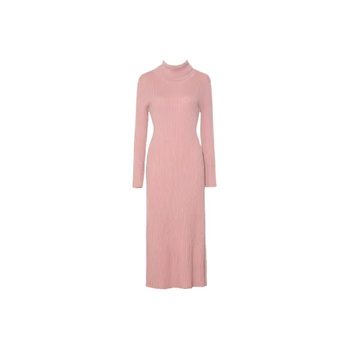 DPLAY Длинное платье с длинными рукавами женское персиково-розовое