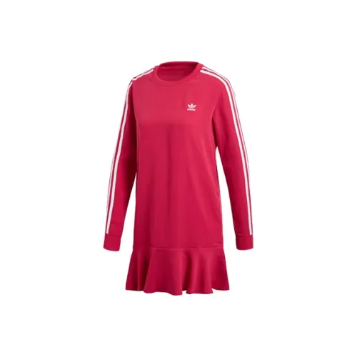 adidas originals Розовое Женское Длинное Платье с Рукавами