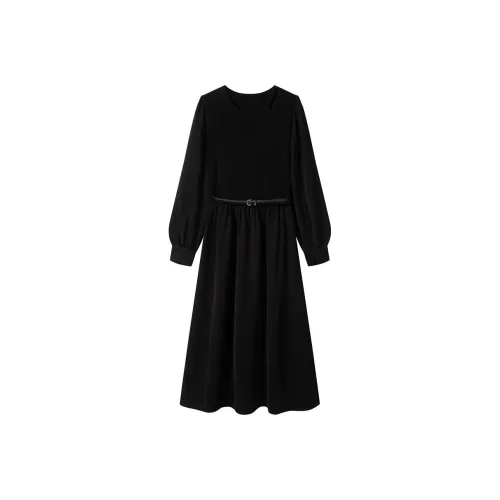 TKY SHOP Black Женские Длинные Платья с Рукавами