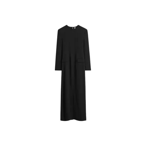 TOTEME Длинное платье с длинными рукавами женское черное