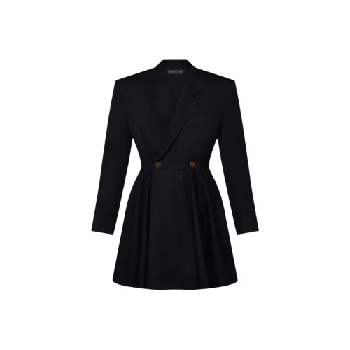 LOUIS VUITTON Длинное платье с длинными рукавами женское черное