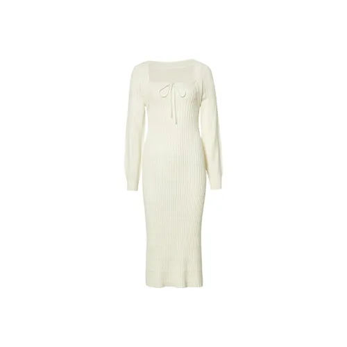 TAMMY TANGS Белое Женское Длинное Платье с Рукавами