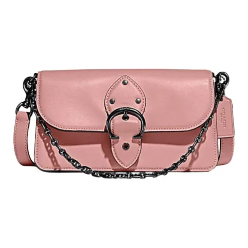 Coach Beat Дубленая кожа Перчатка Ручная Сумка через плечо Маленькая Женская Розовая