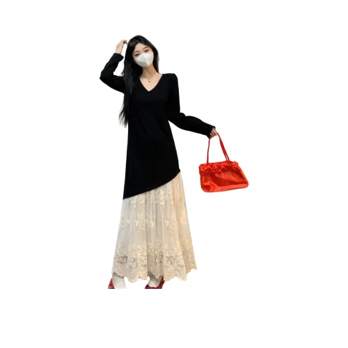 TUSHIFEI Длинное платье с длинными рукавами женское цвет на изображении