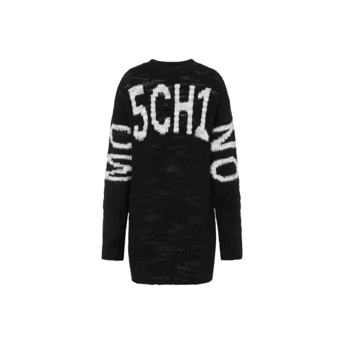 MOSCHINO Длинное платье с длинными рукавами женское черное