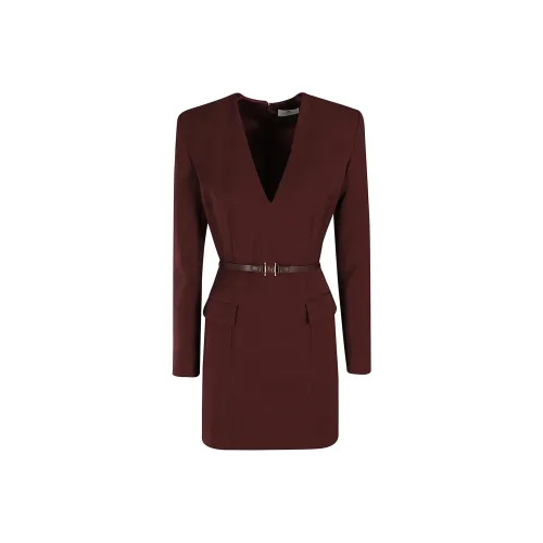 Elisabetta Franchi Длинное платье с длинными рукавами женское красное