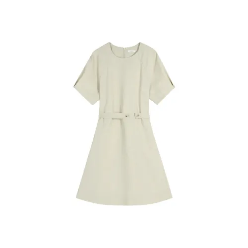 Miss Ha Ya Шалфейно-зеленый Женские Короткие Платья с Рукавами