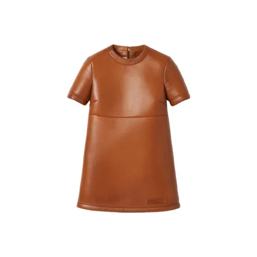 MIU MIU Короткий рукав Платье Женское Коньяк