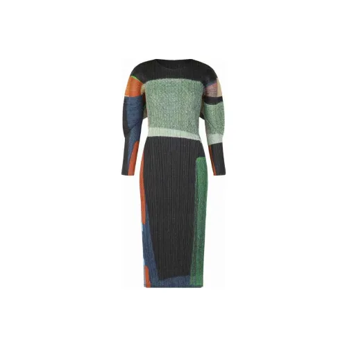 PLEATS PLEASE ISSEY MIYAKE Многоцветные Женские Длинные Платья с Рукавами