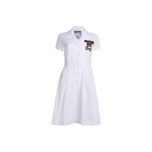 MOSCHINO Белое Женское Короткое Платье с Рукавами