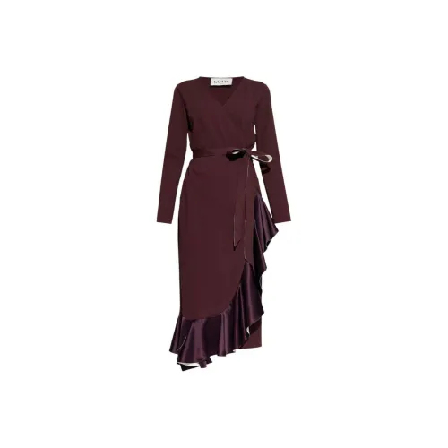 Lanvin Бургундский Женские Длинные Платья с Рукавами