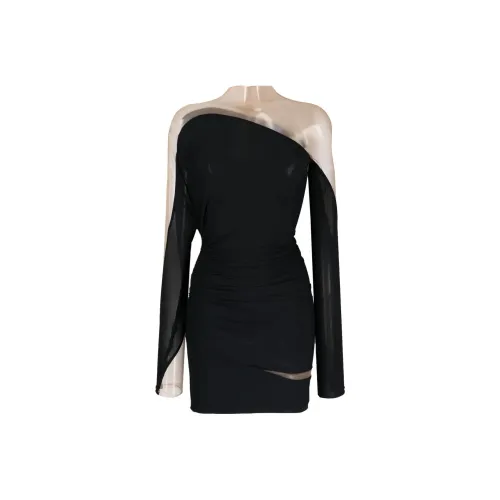 Mugler Черное Женское Длинное Платье с Рукавами