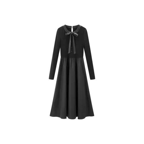 LEDIN Длинное платье с длинным рукавом женское черное