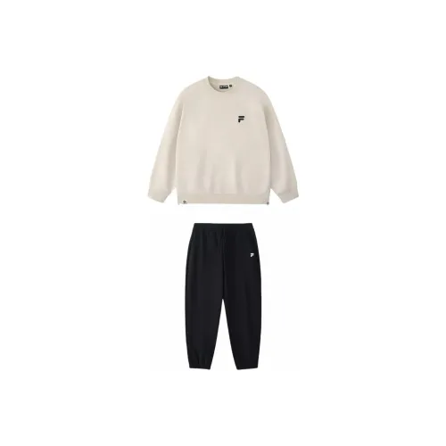 FILA FUSION FOB Series Одежда Наборы HYACINTH Bean Серый топ + Глубокий черный брюки Женские Повседневные костюмы