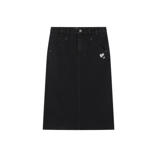 XWI Деним Длинный Юбка Женские Черный