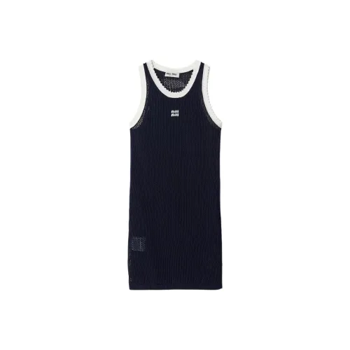 MIU MIU SS24 Без рукавов Платье Женское Сине-белый