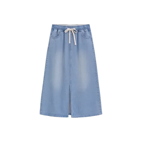 GAP Светлый Промытый Женские Джинсовые Длинные Юбки