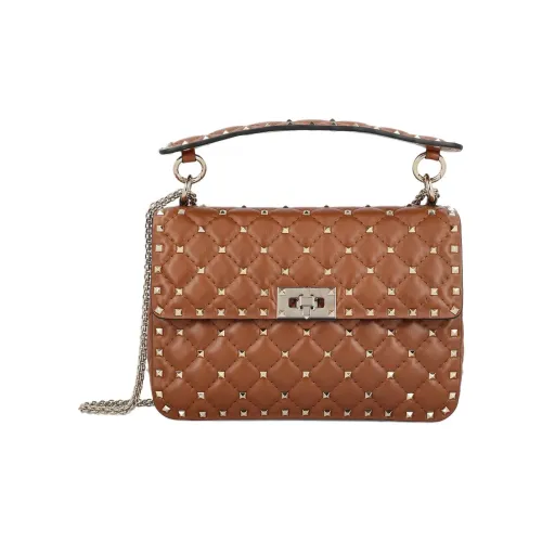 Valentino Rockstud Sheepskin One Shoulder Bag Женская Коричневая