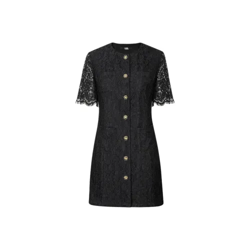 KARL LAGERFELD Короткий рукав Платье Женское Черное