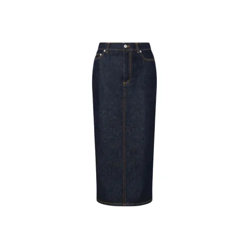 MOSCHINO SS25 Denim Long Skirt Women's Navy Blue